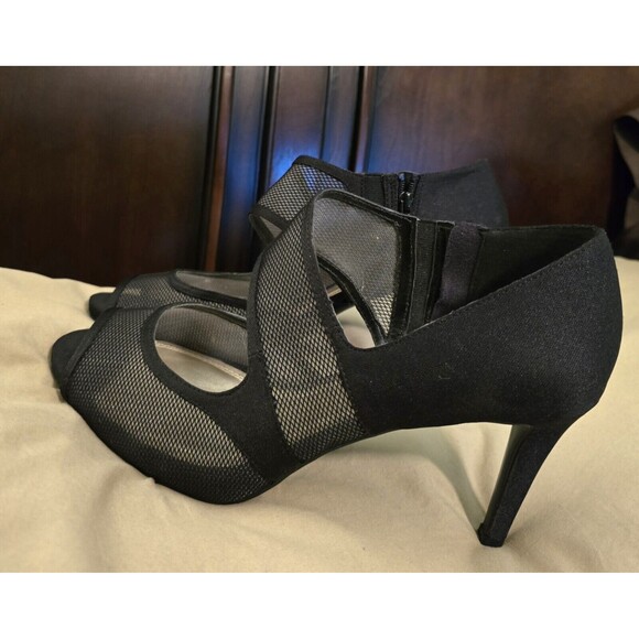 Impo Trilogy Women's Open Toe Heels Pumps Bootie Black Pre-Owned 10M - Picture 1 of 5